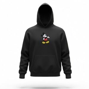 Disney Parks Mickey Mouse Mickey and Friends Washed Black Embroidered Hoodie M